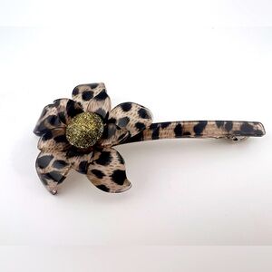 Leopard Print Floral Decorative Hair Clip